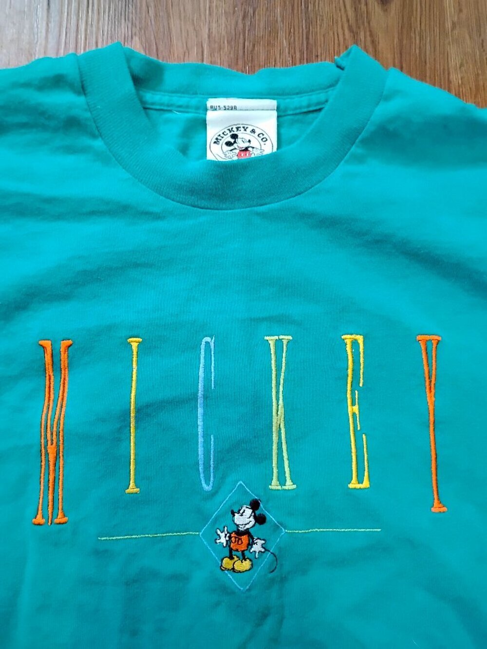 Vintage 90s Mickey Mouse Embroidered Spell Out T-Shirt